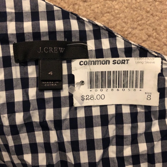 J Crew navy gingham one shoulder blouse Size 4 - Picture 2 of 2